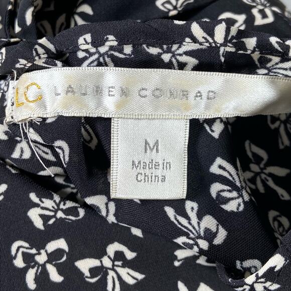 LC Lauren Conrad Black & White Bow Sleeveless Top Women's Size Medium - Picture 7 of 10